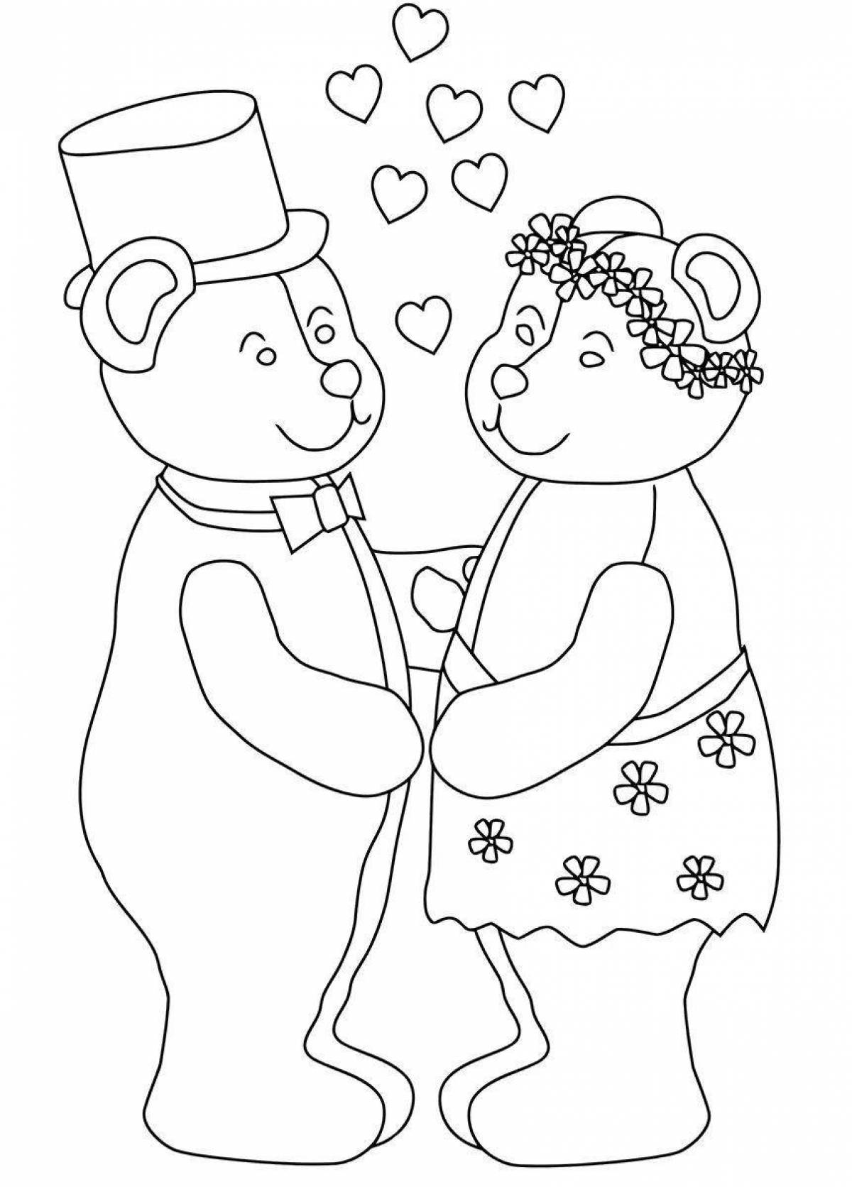 Экзотическая раскраска свадьба для детей