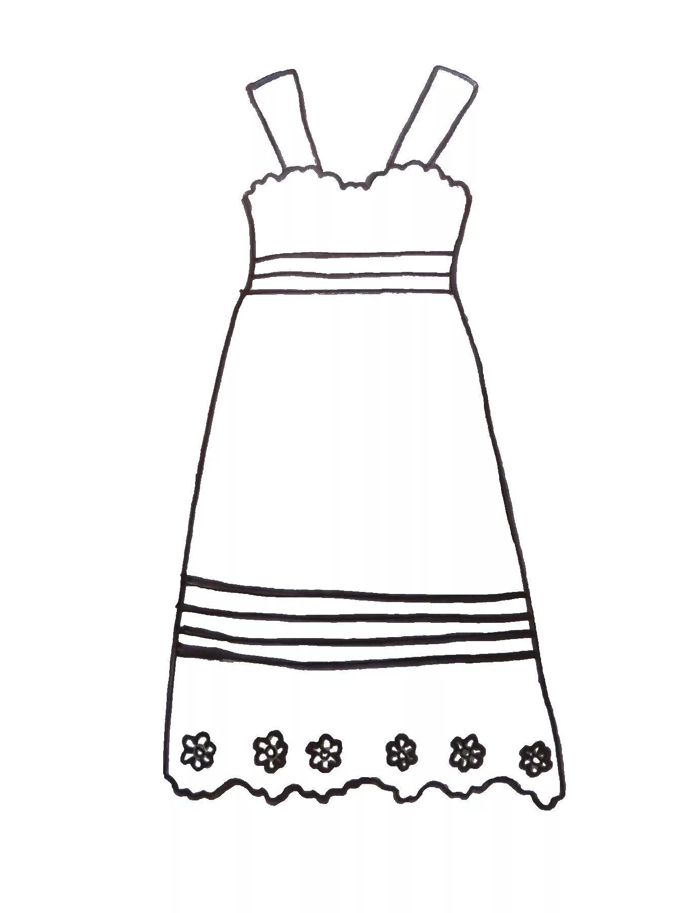 Coloring book exotic sundress for children
