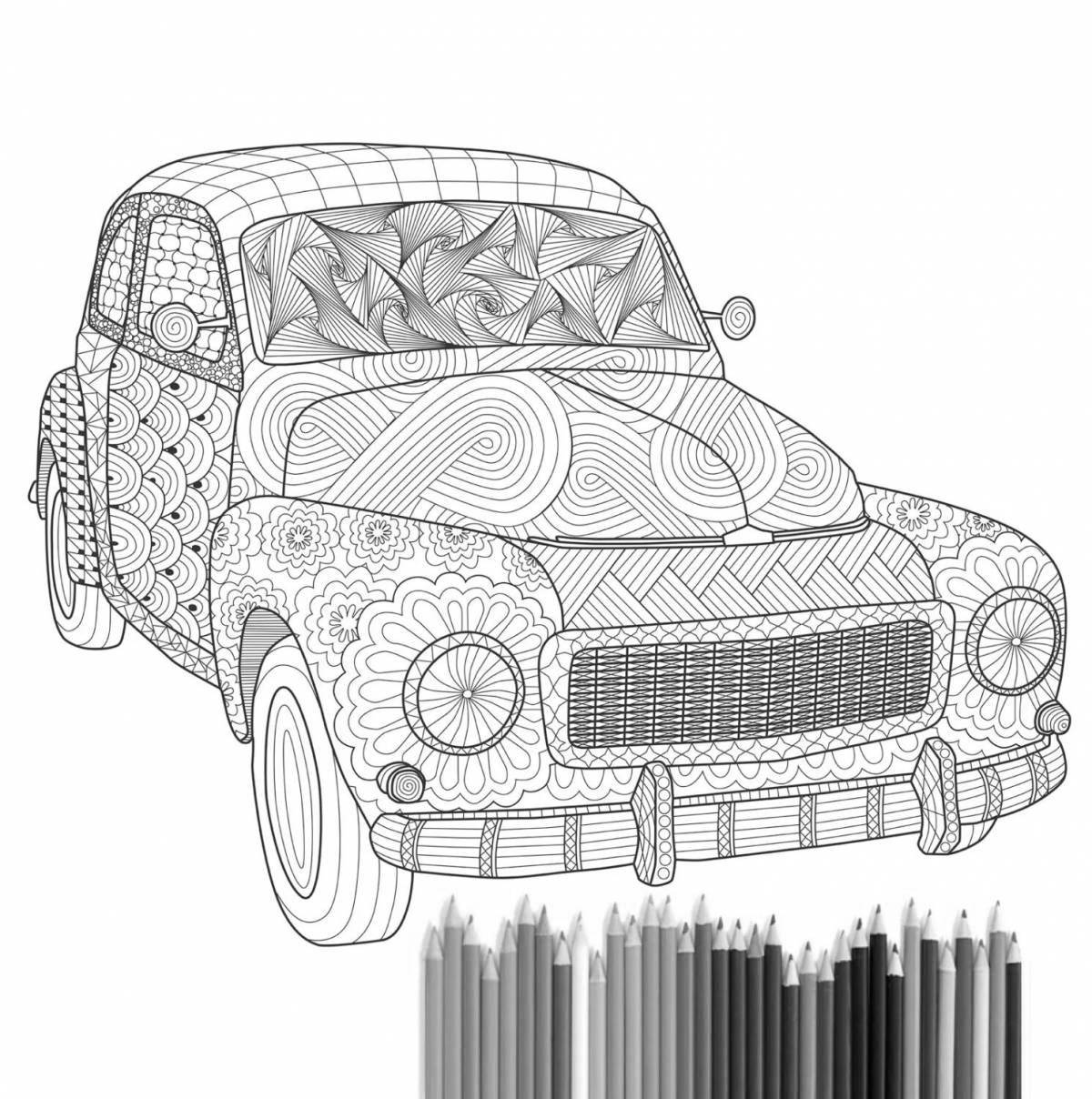 Adorable cars coloring book for adults