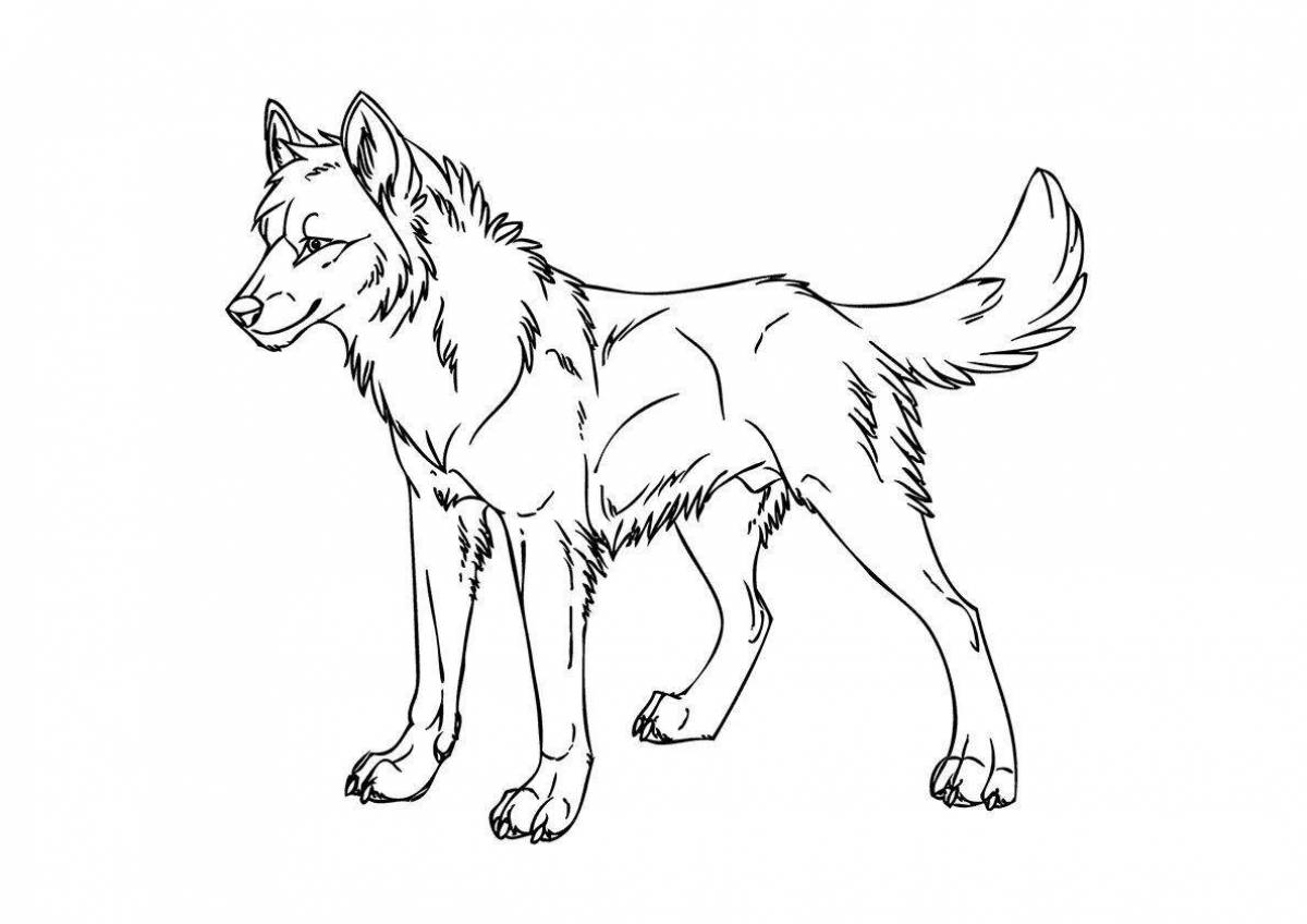 Playful wolf cub coloring page