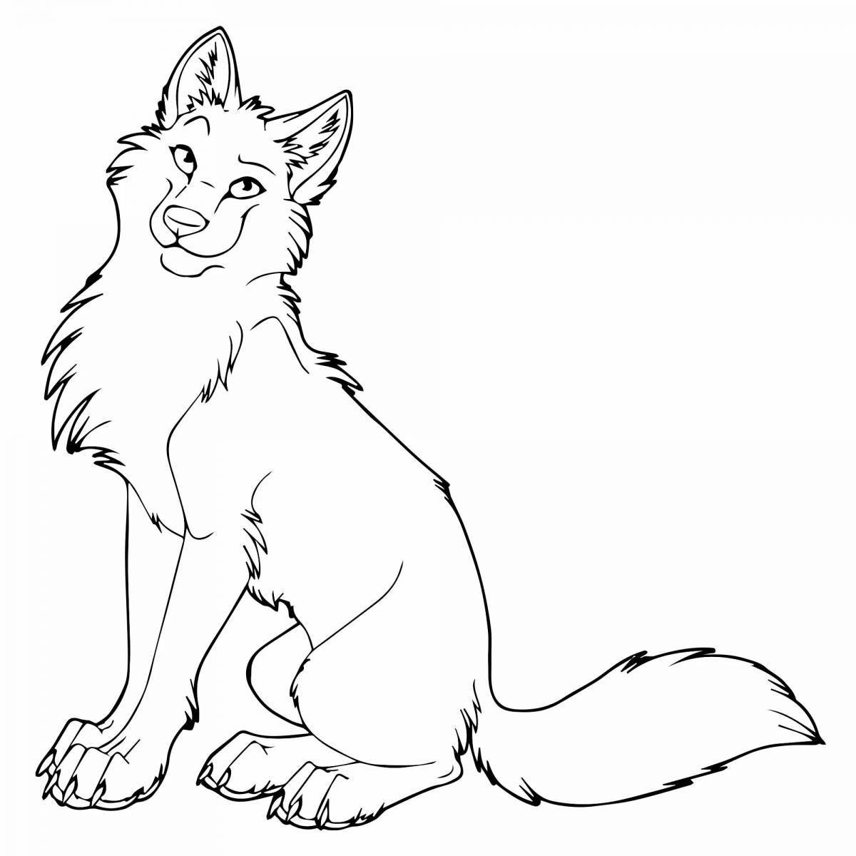 Coloring book ferocious wolf cub