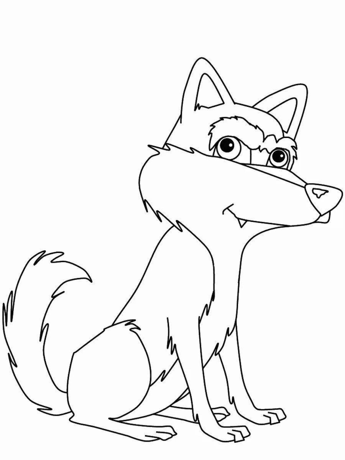 Coloring cute wolf cub