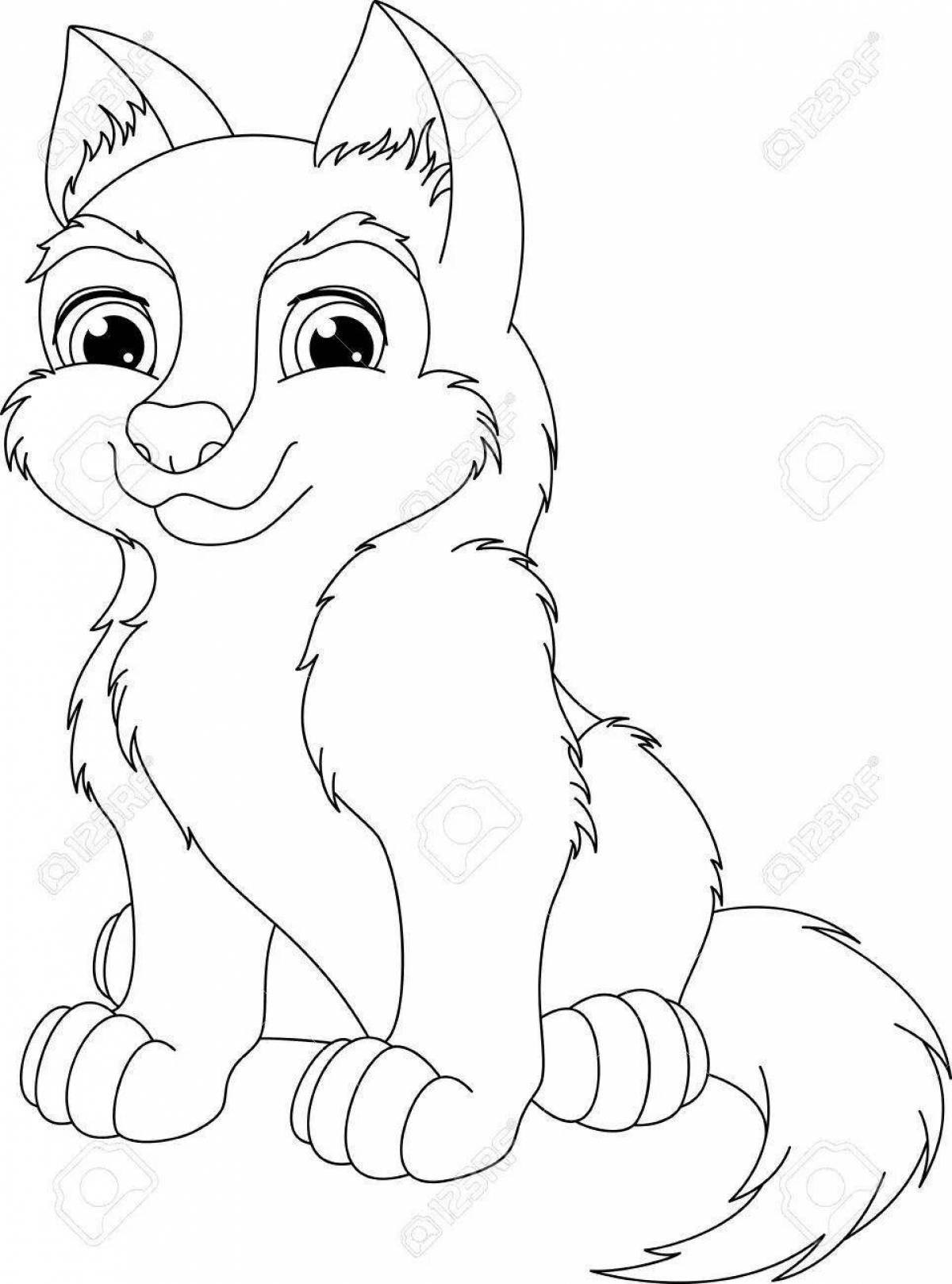Coloring page adorable wolf cub