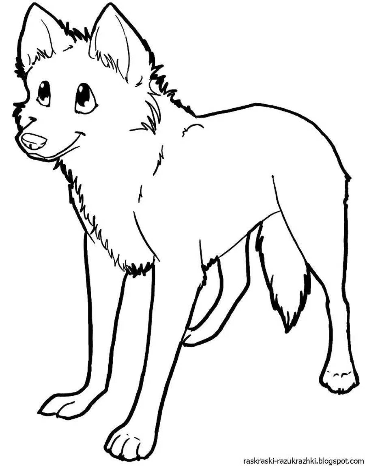Crazy wolf cub coloring page