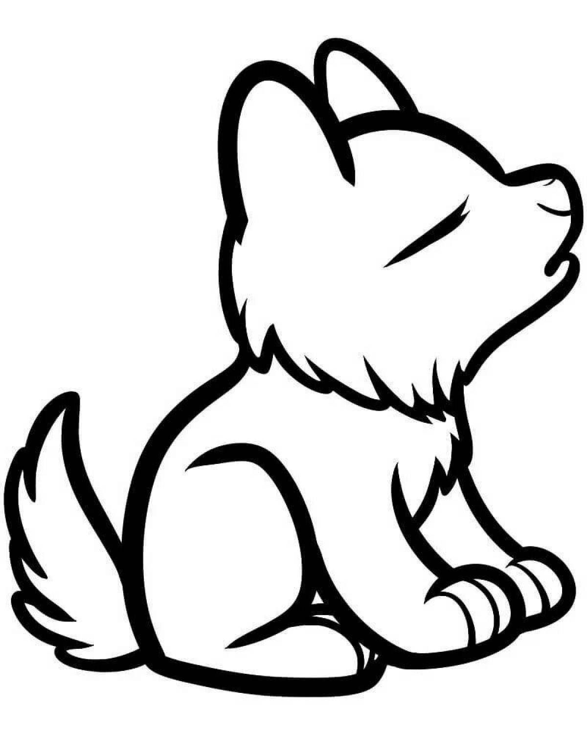 Photo Coloring book happy wolf cub
