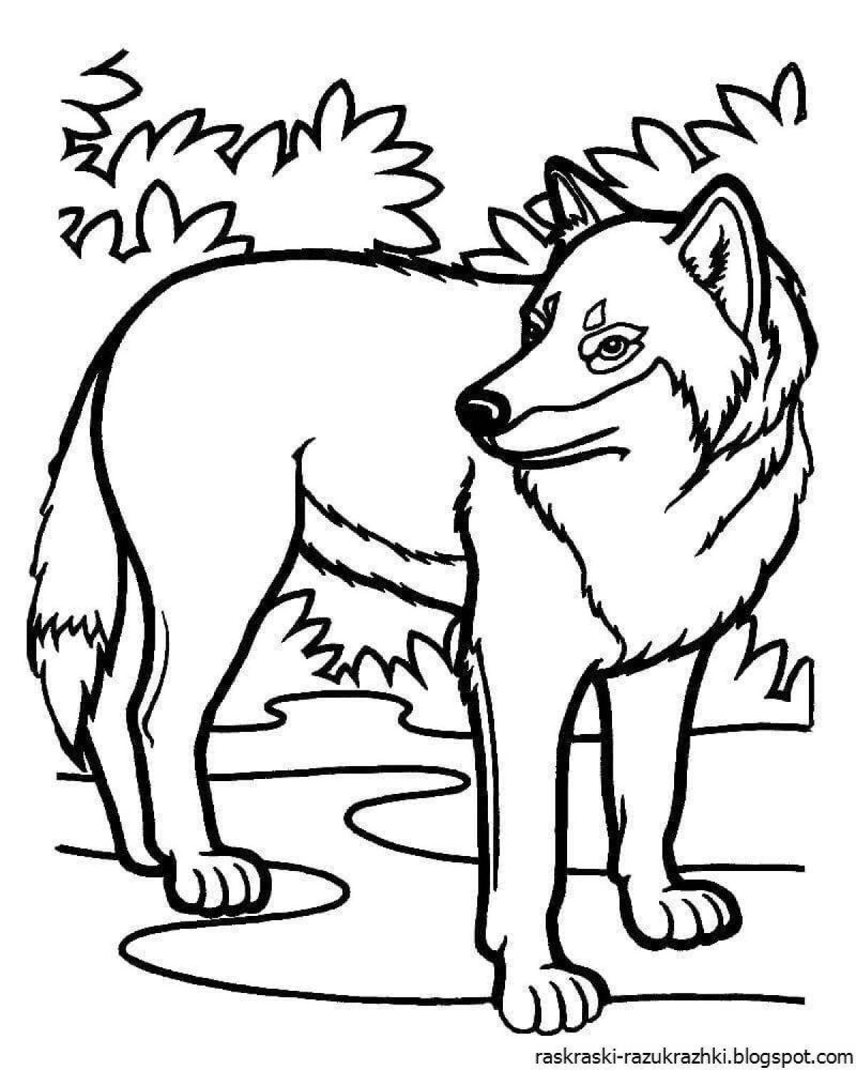 Coloring book bright wolf cub