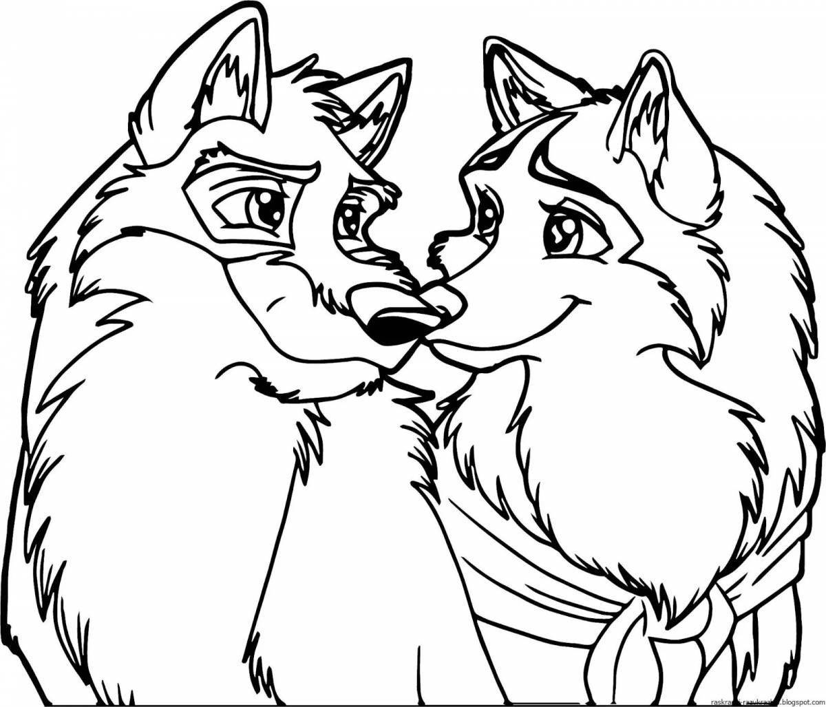 Coloring book funny wolf cub