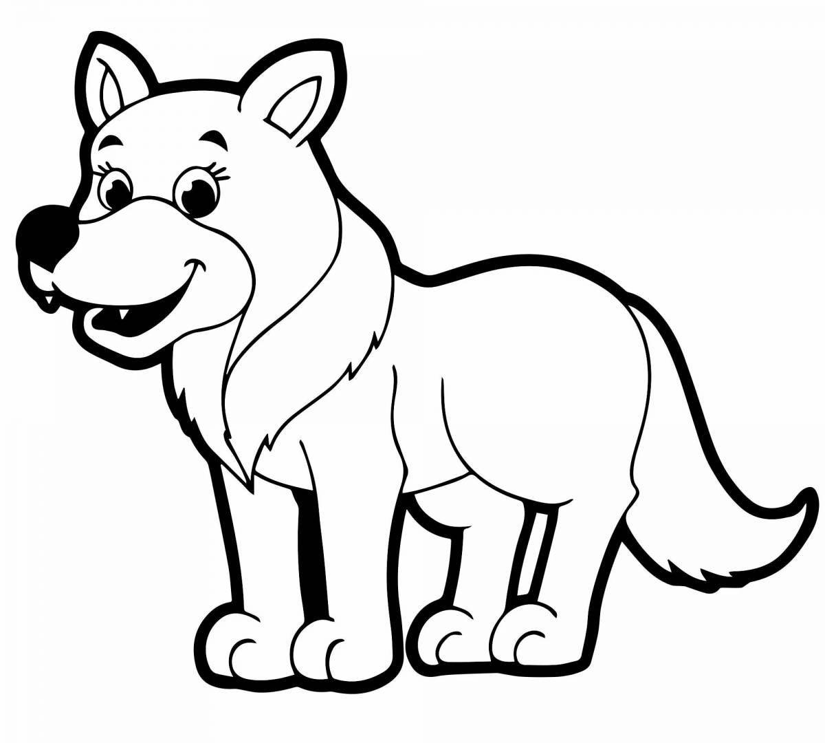Анимированная страница раскраски волчонка