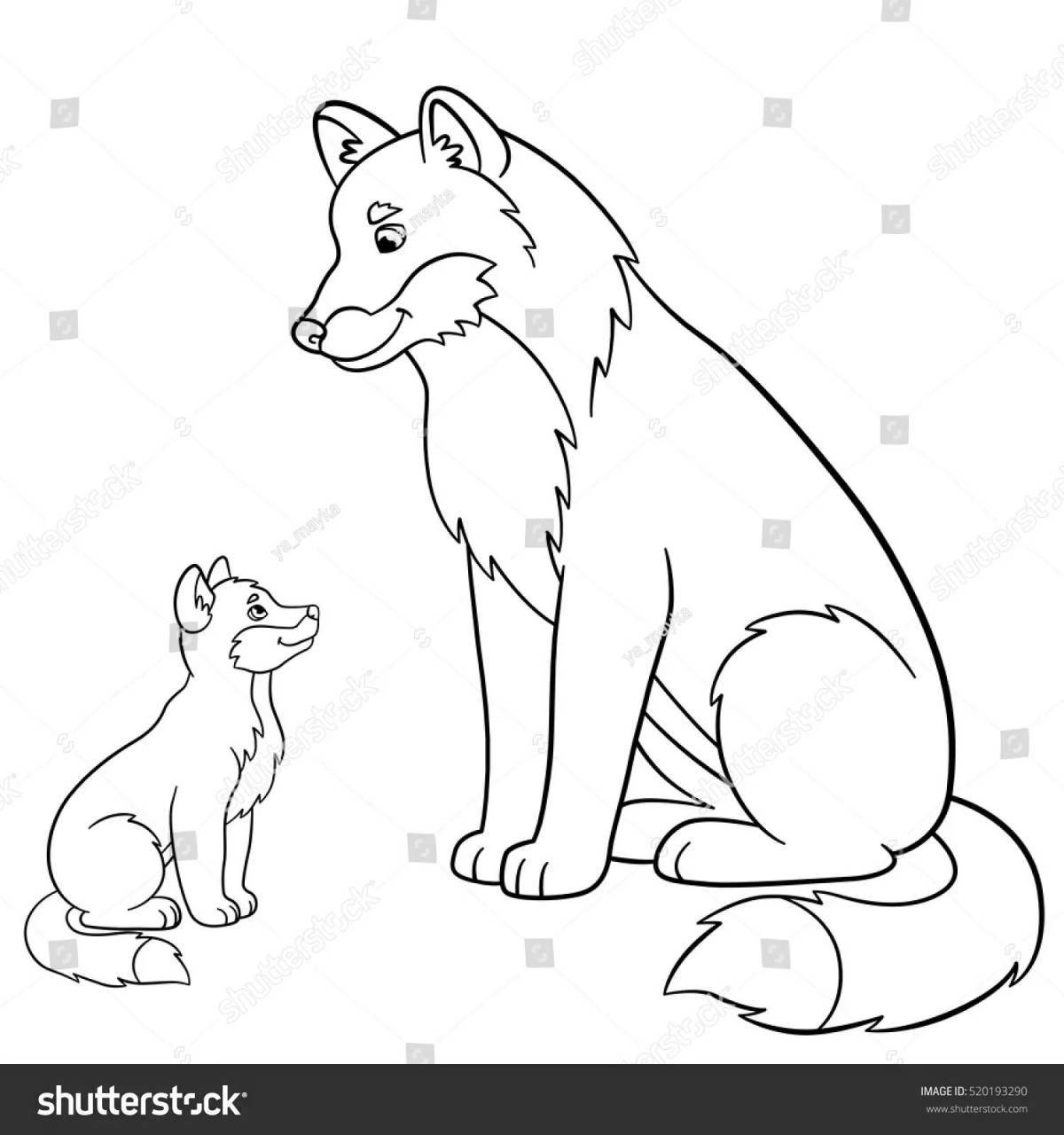 Coloring page adorable wolf cub