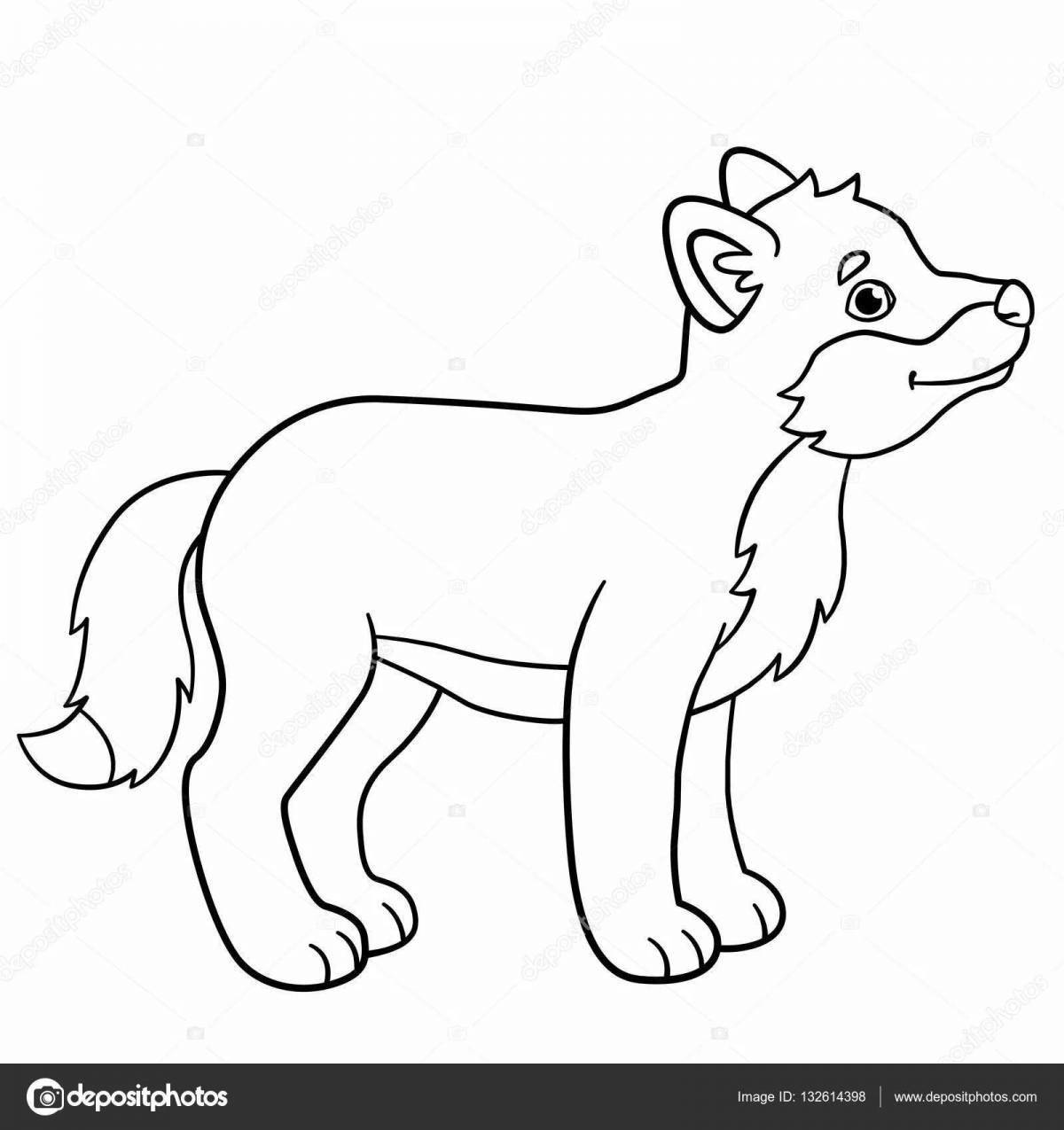 Photo Coloring cute wolf cub