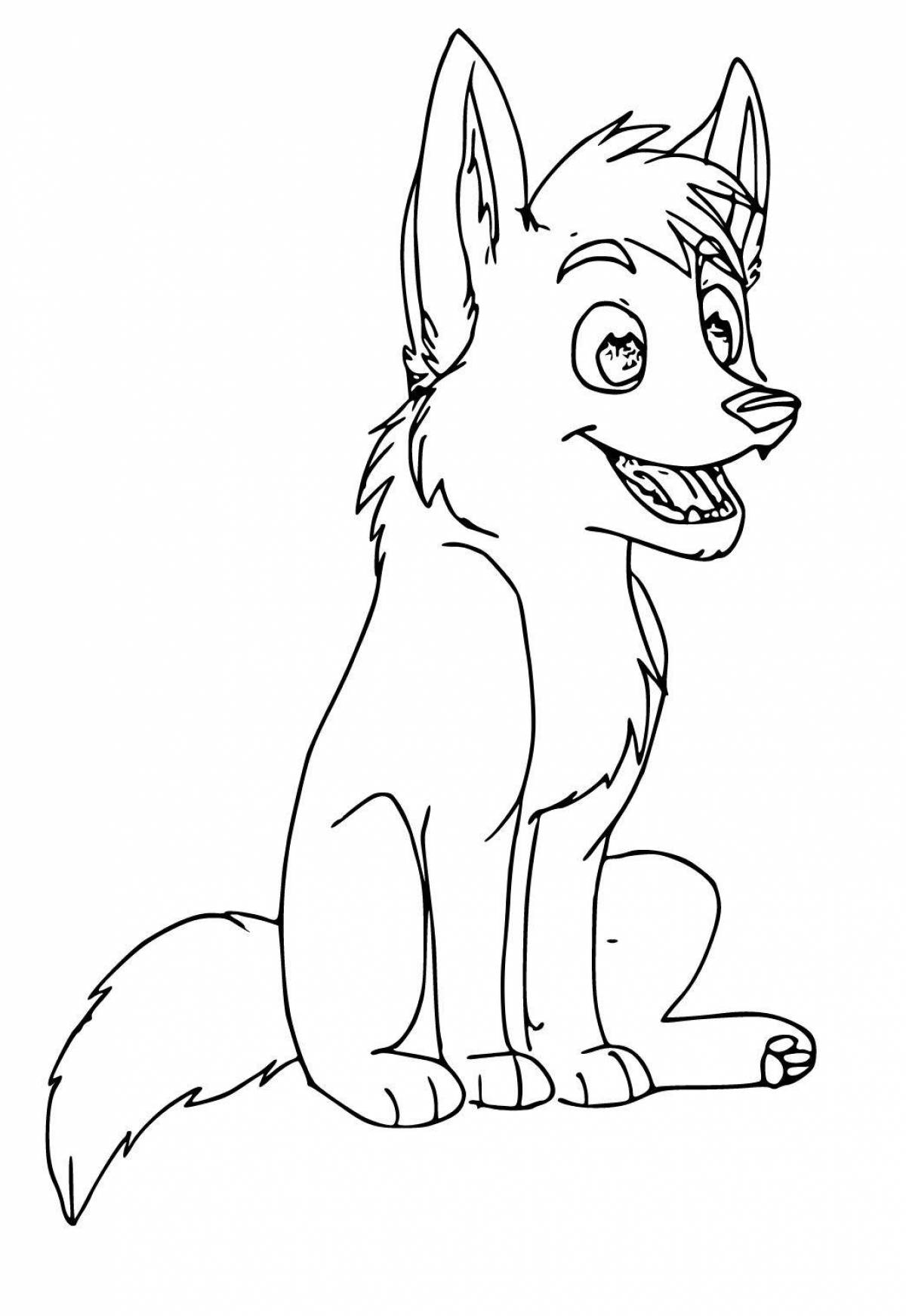 Colouring awesome wolf cub