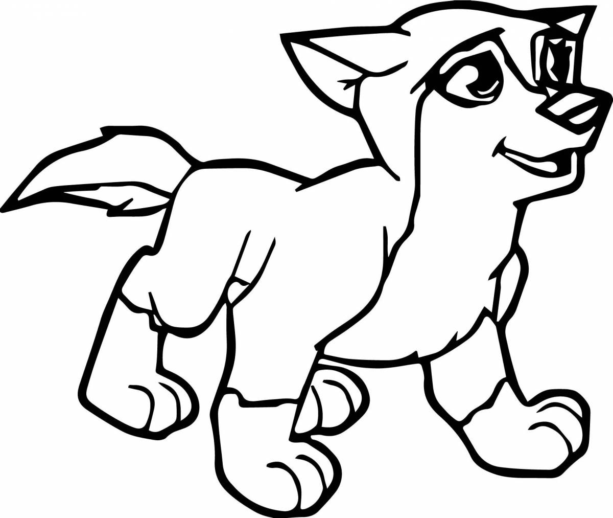 Coloring page of a spectacular wolf cub