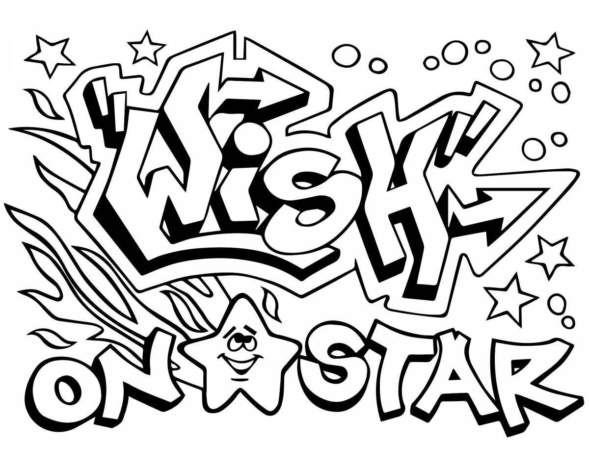 Bright graffiti coloring pages for boys