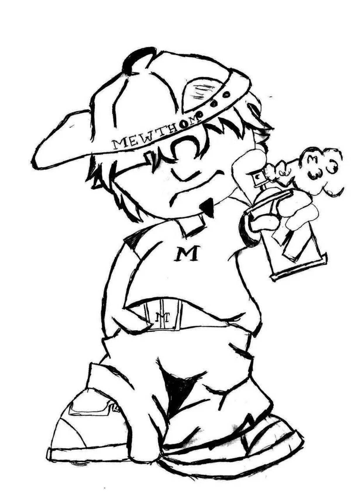 Colorful bright graffiti coloring book for boys