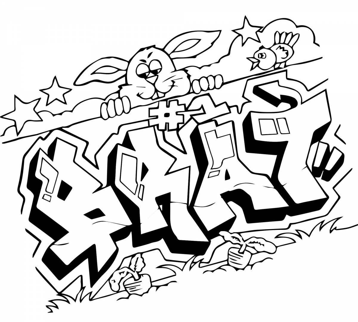 Color-radiant graffiti coloring page for boys