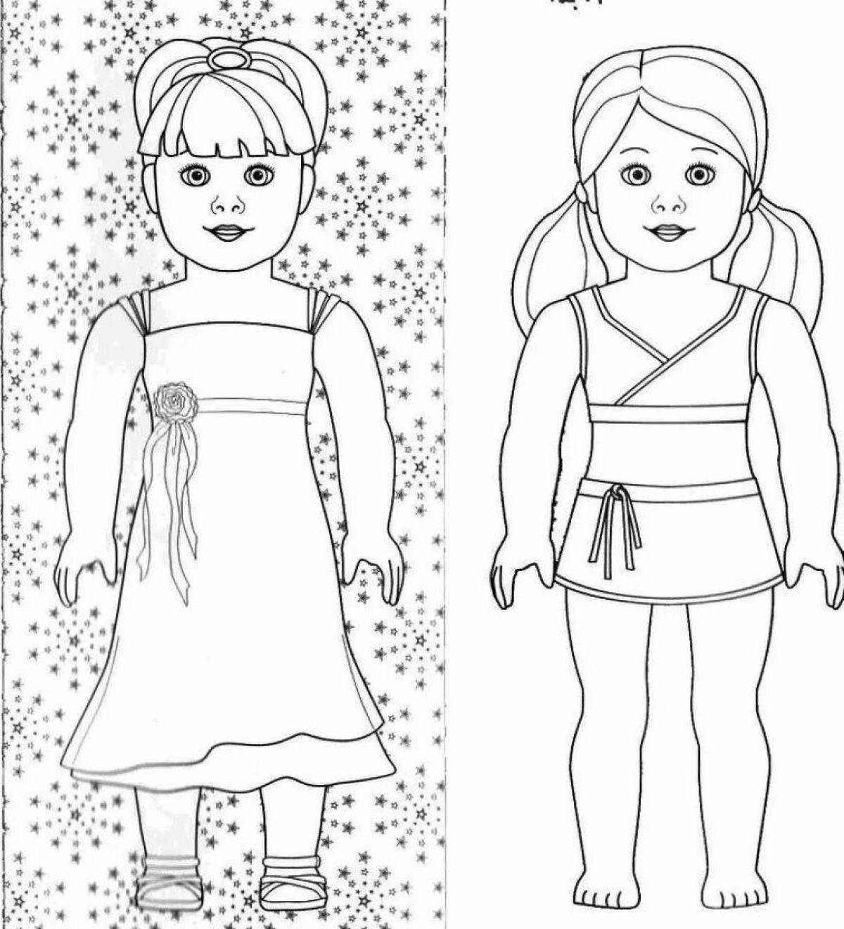 Pretty coloring page dress up doll