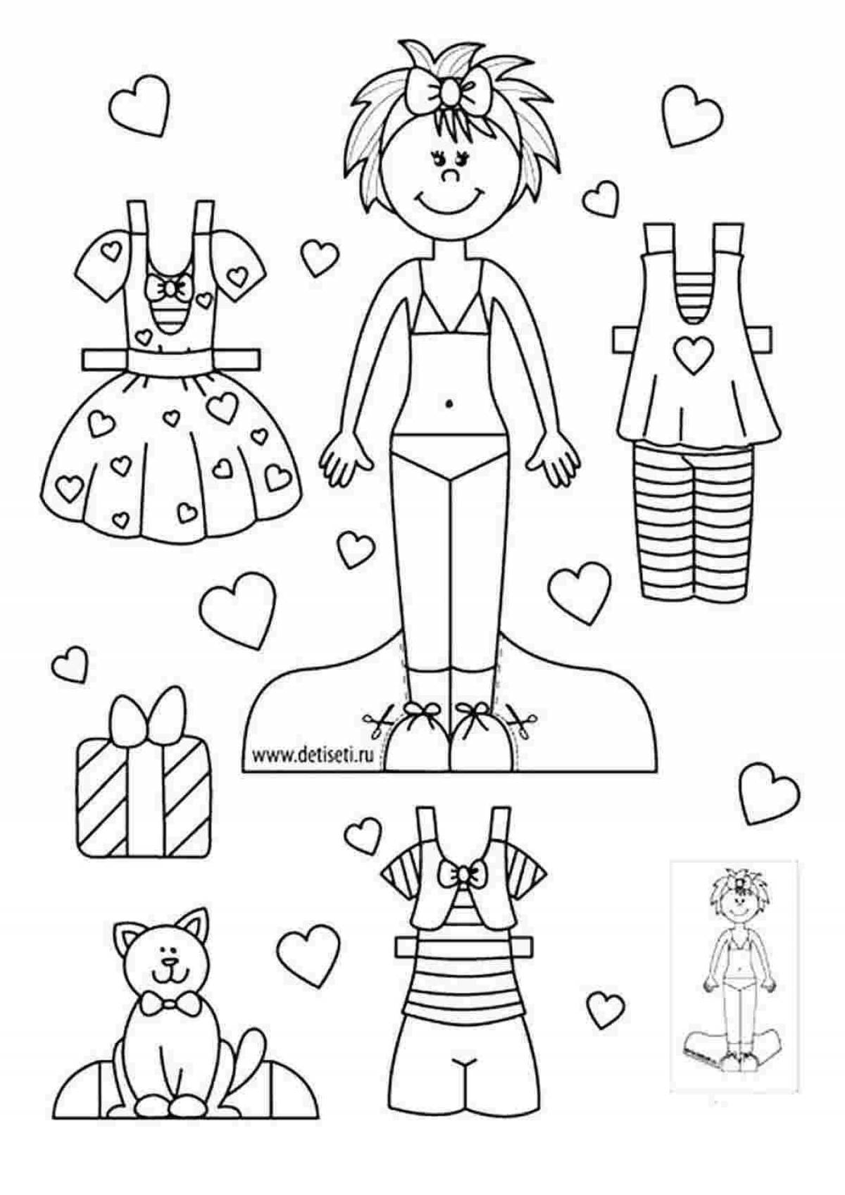 Radiant coloring page dress up doll