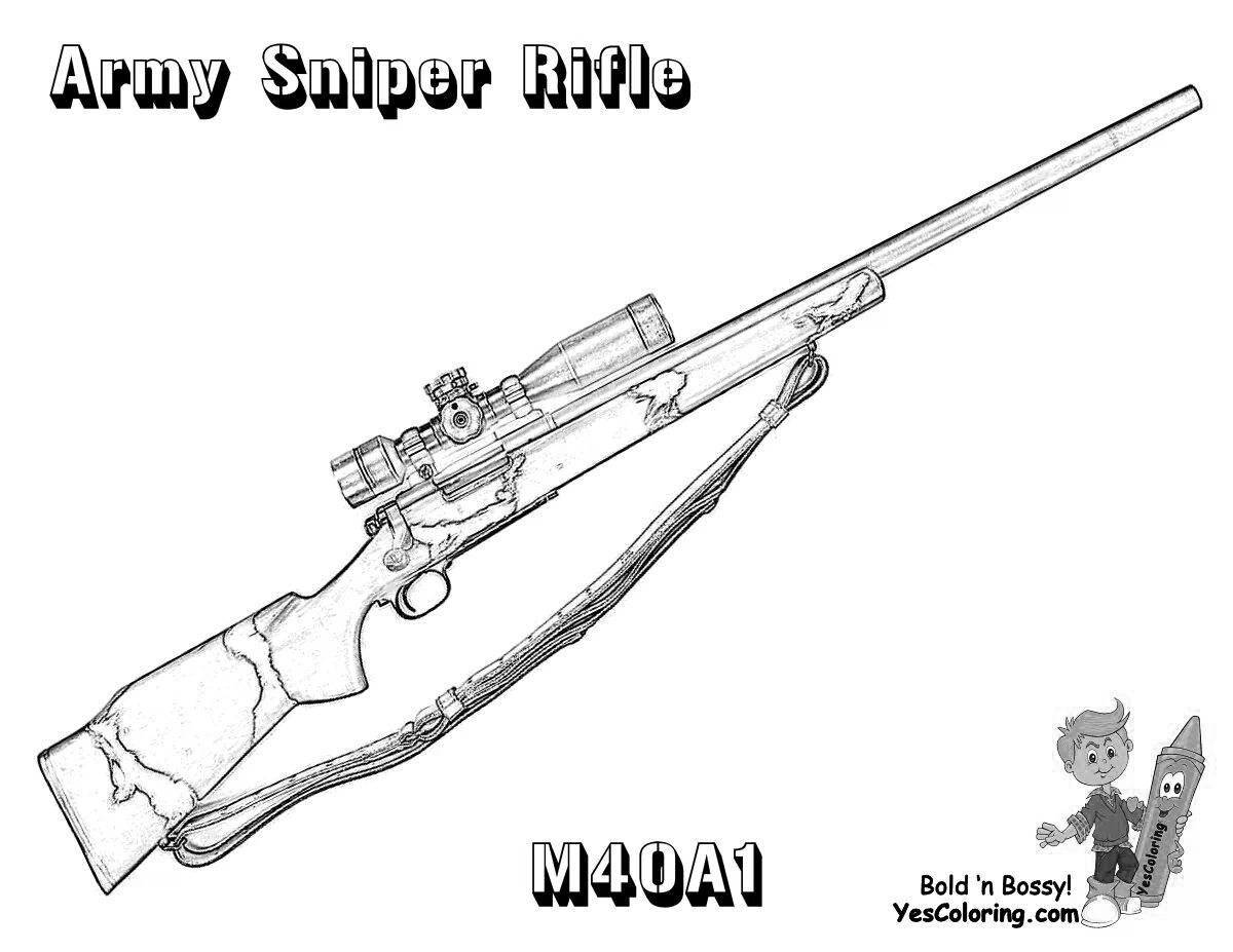Colorful rifle coloring page for kids