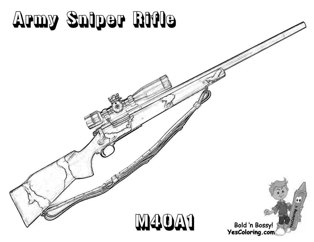 Красочная страница раскраски винтовки для детей