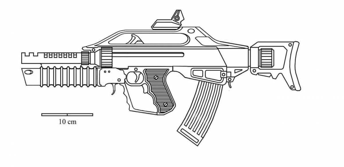 Interesting rifle coloring page for kids