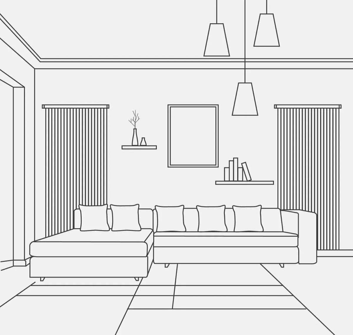 Amazing apartment coloring page for kids