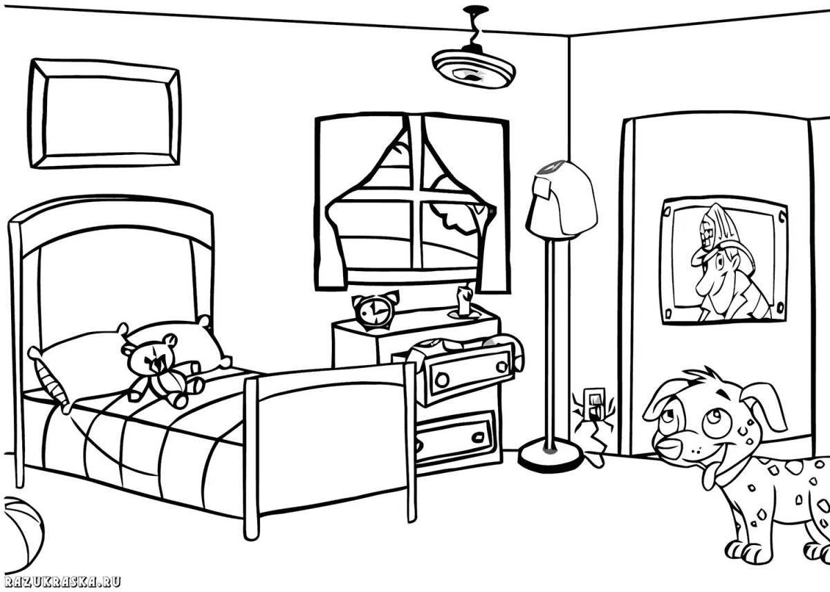 Large apartment coloring for kids