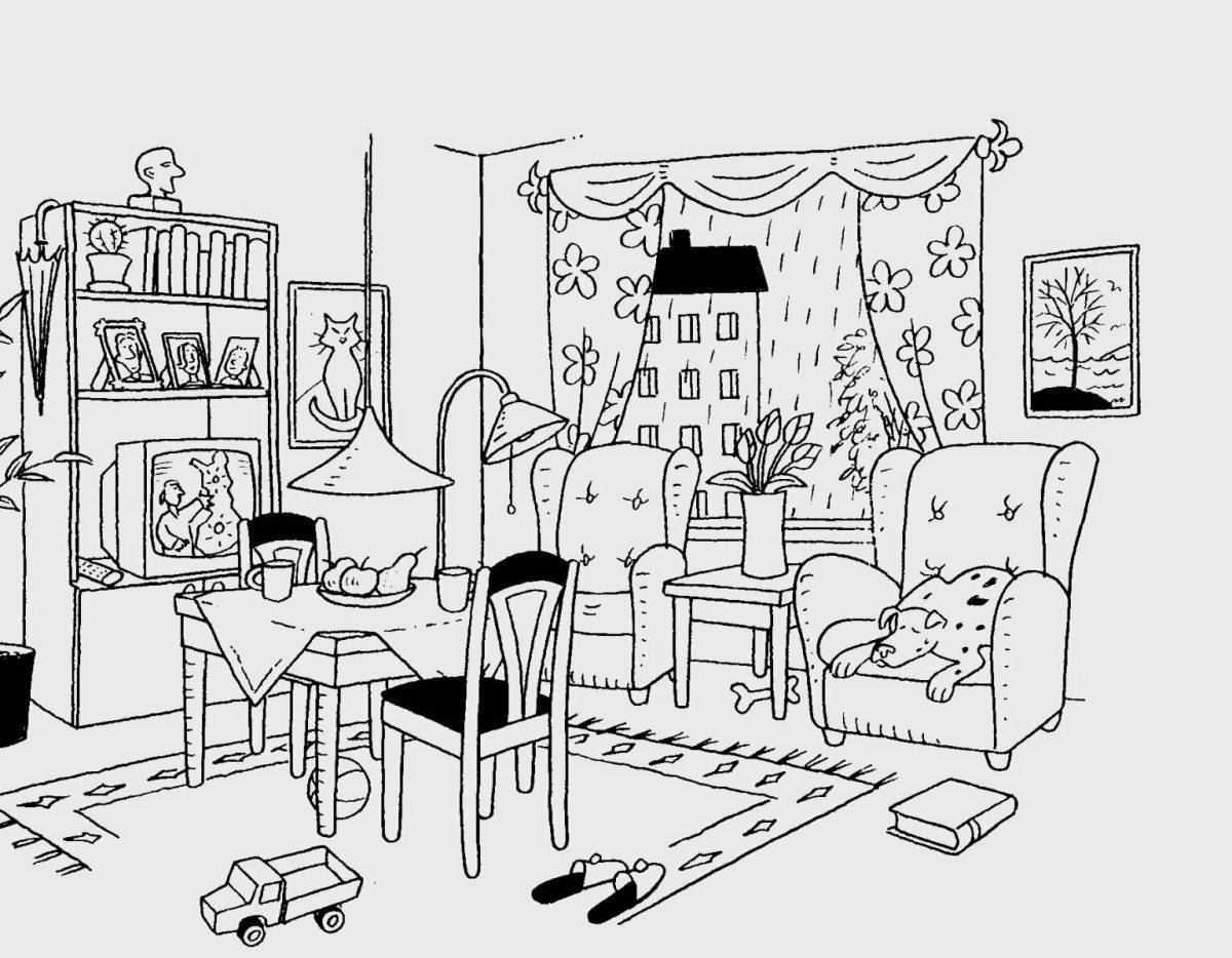Wonderful apartment coloring for kids