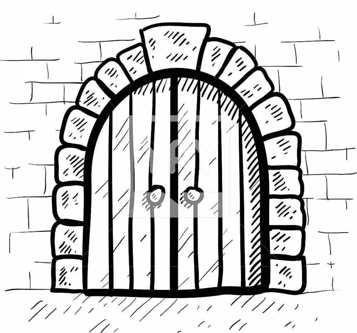 Colorful gate coloring page for kids