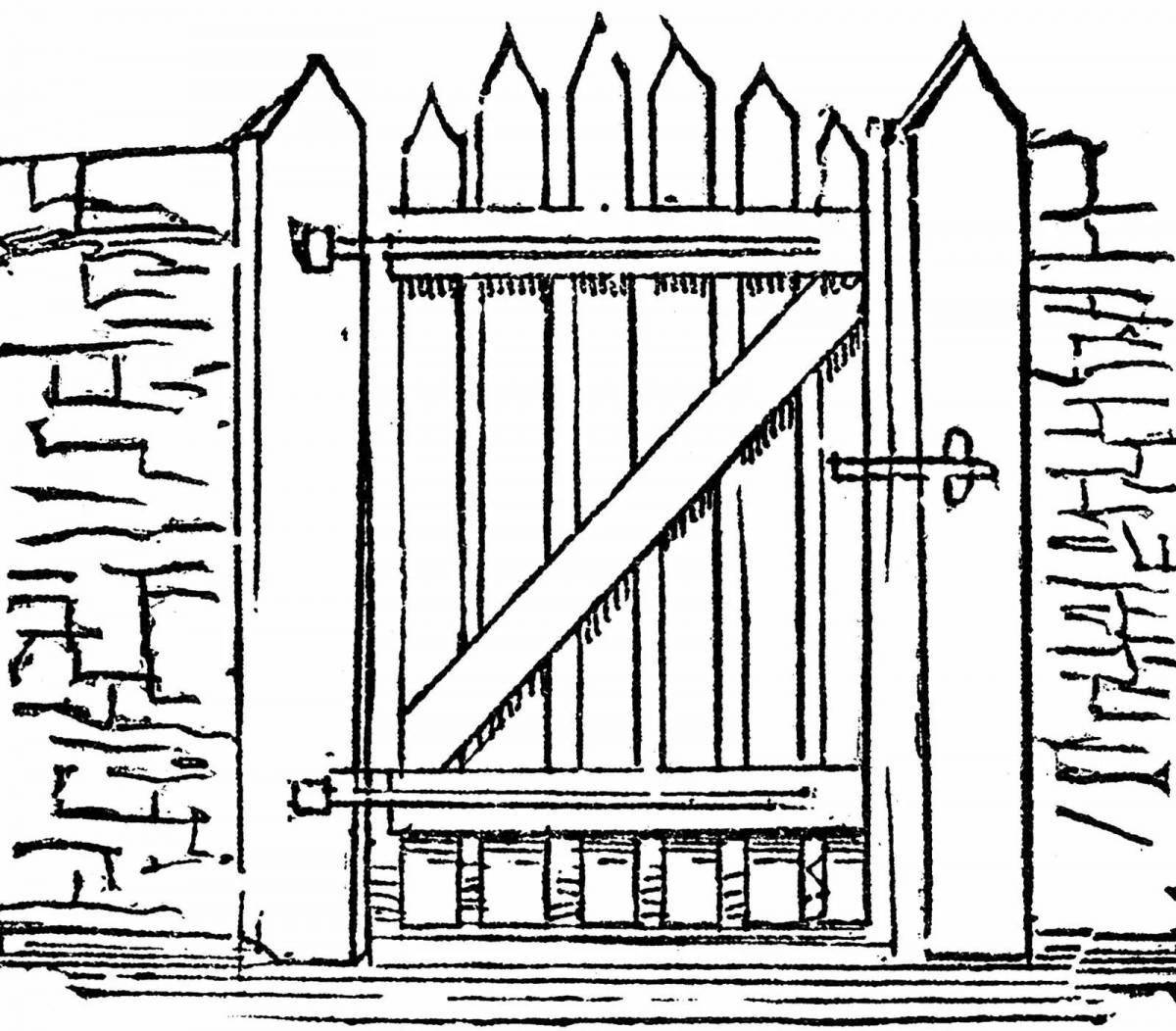 Playful gate coloring page for kids