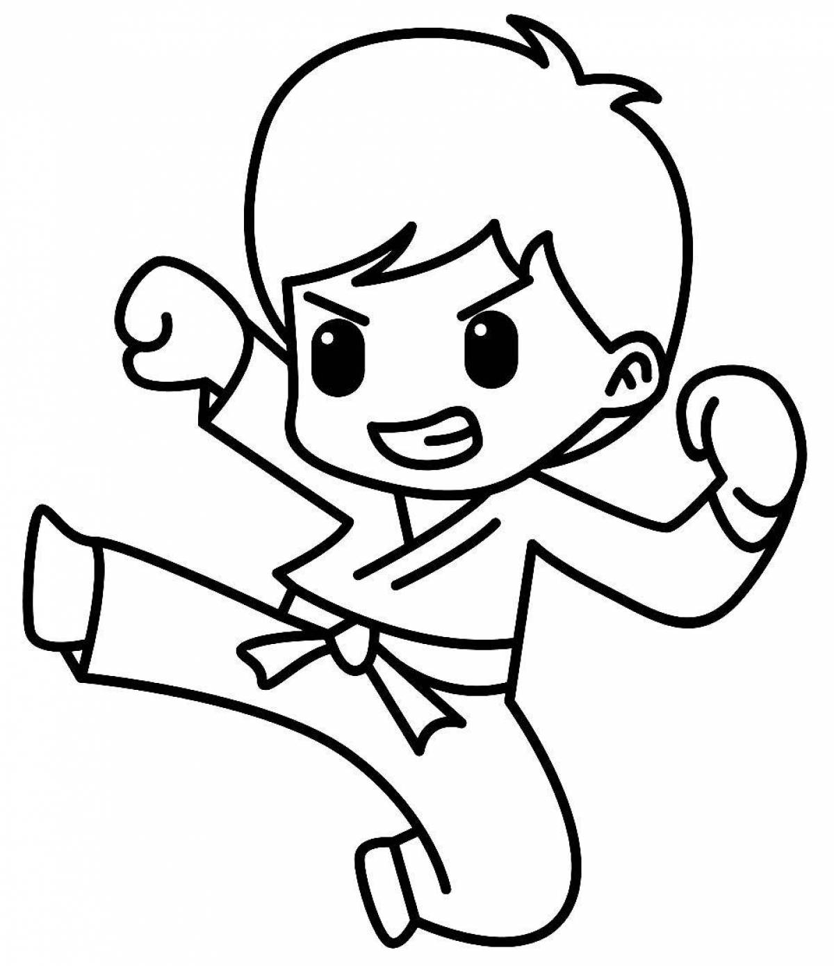 Exciting karate coloring book for kids