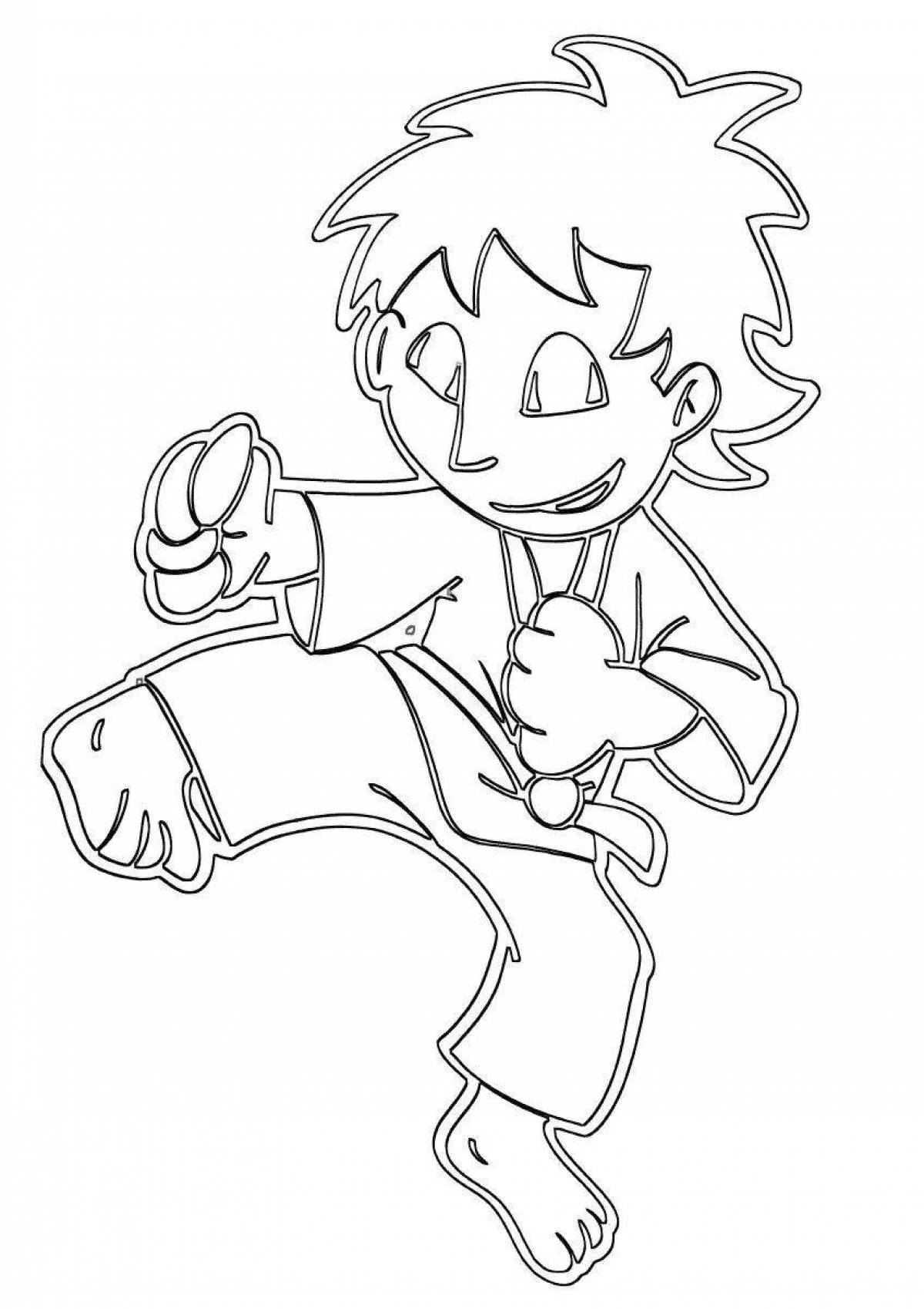 Dynamic karate for kids coloring