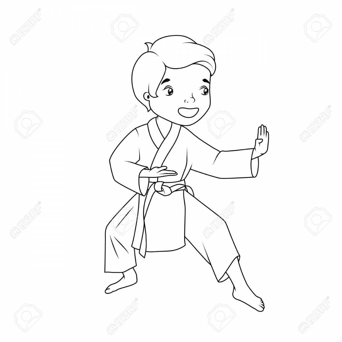Animated karate coloring book for kids