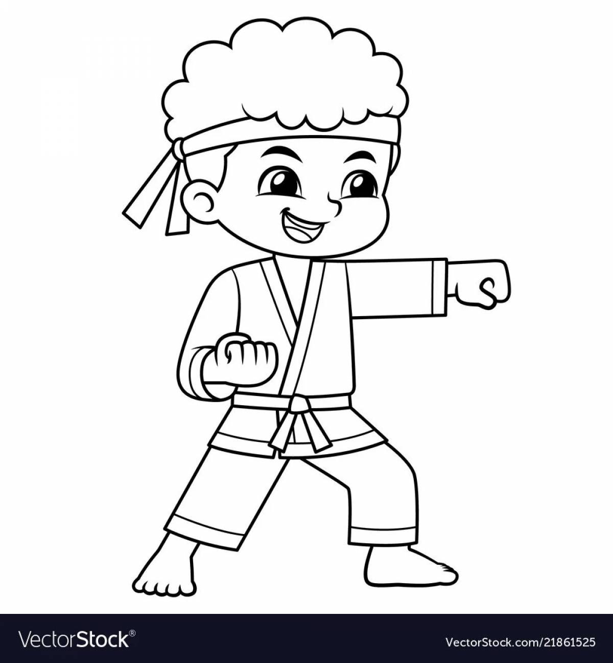 Glamorous karate for kids coloring