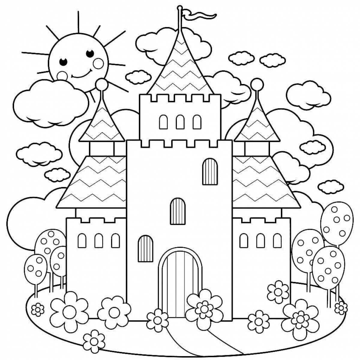 Раскраска радостный дворец для детей