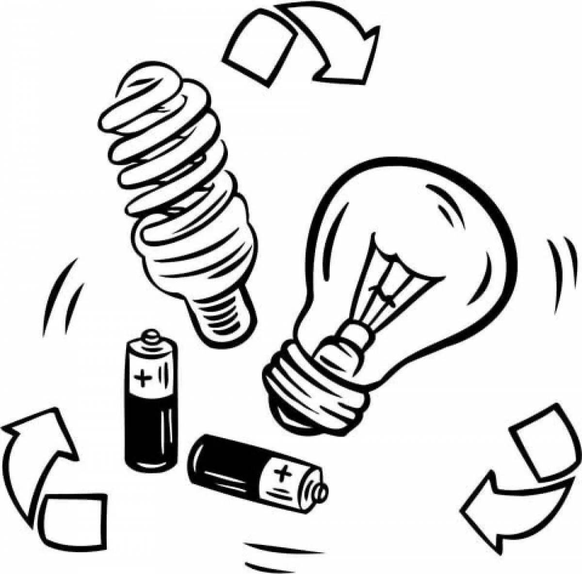Coloring page happy electricity for kids