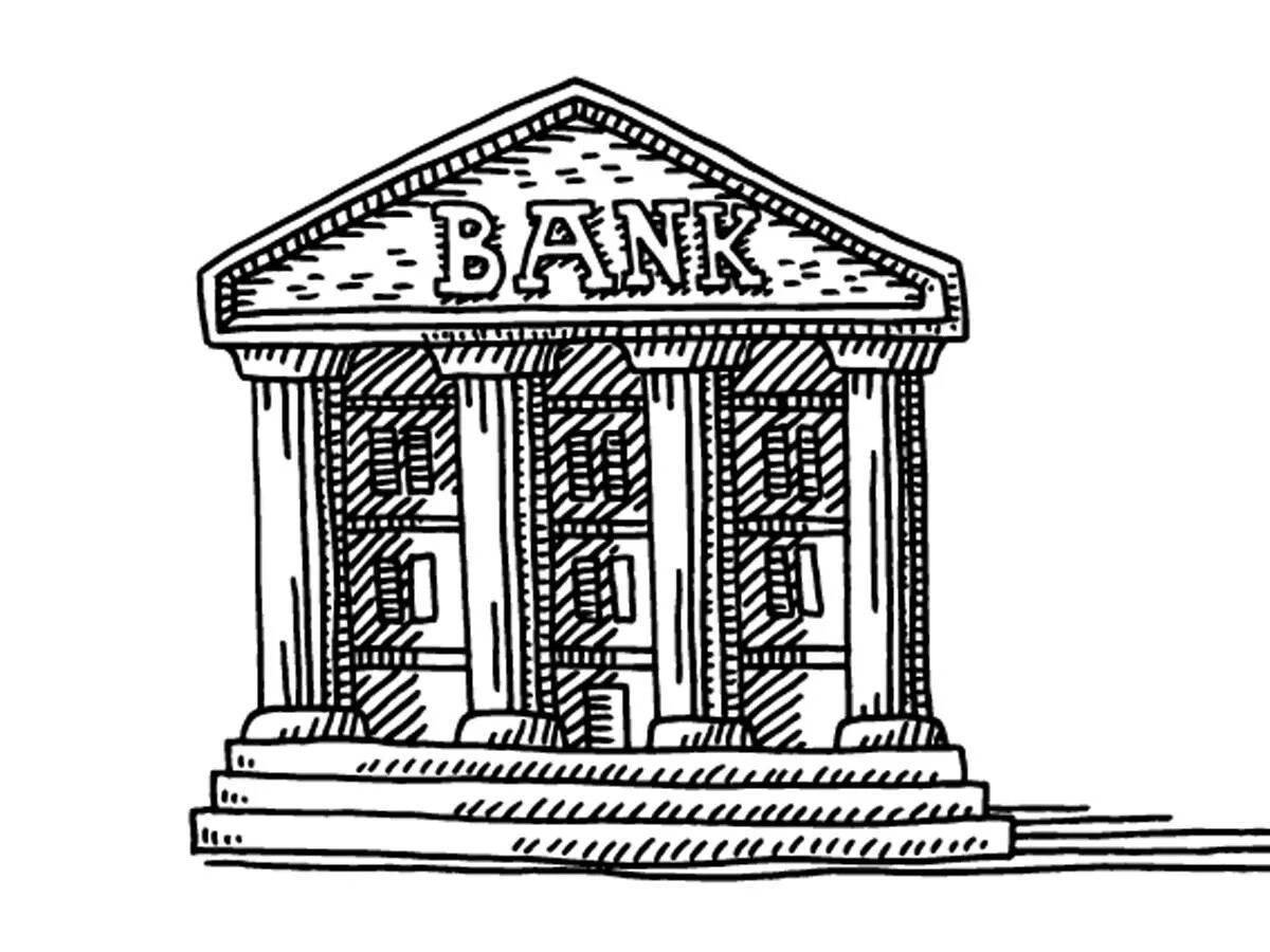 Colorful bank coloring book for kids