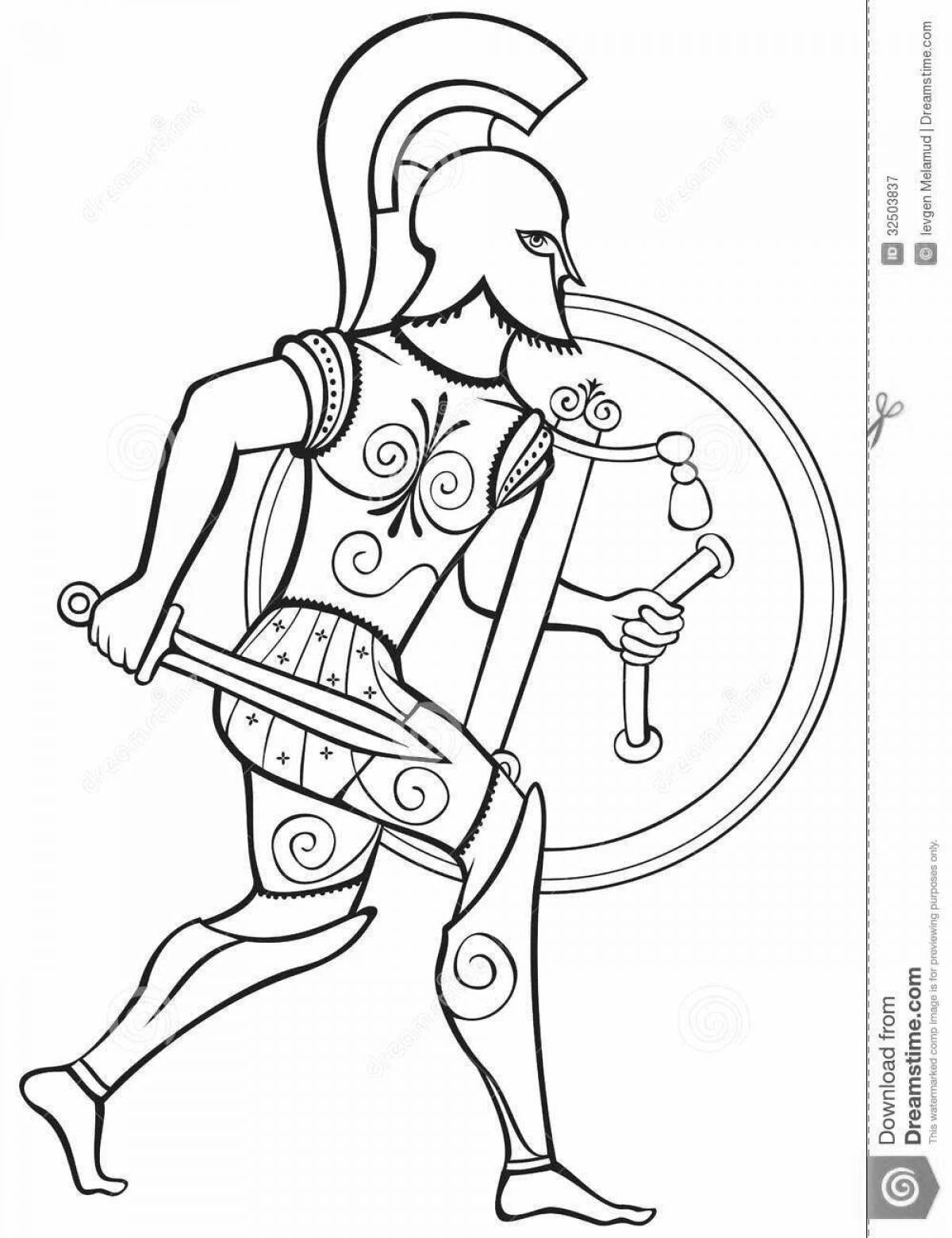 Древнегреческий воин карандашом