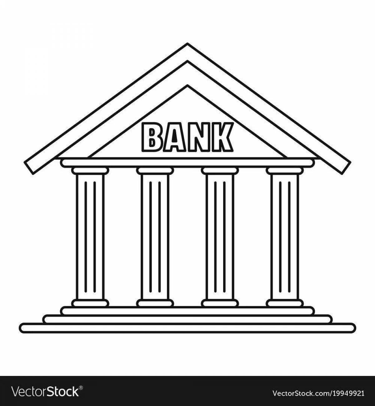 Adorable bank coloring book for kids