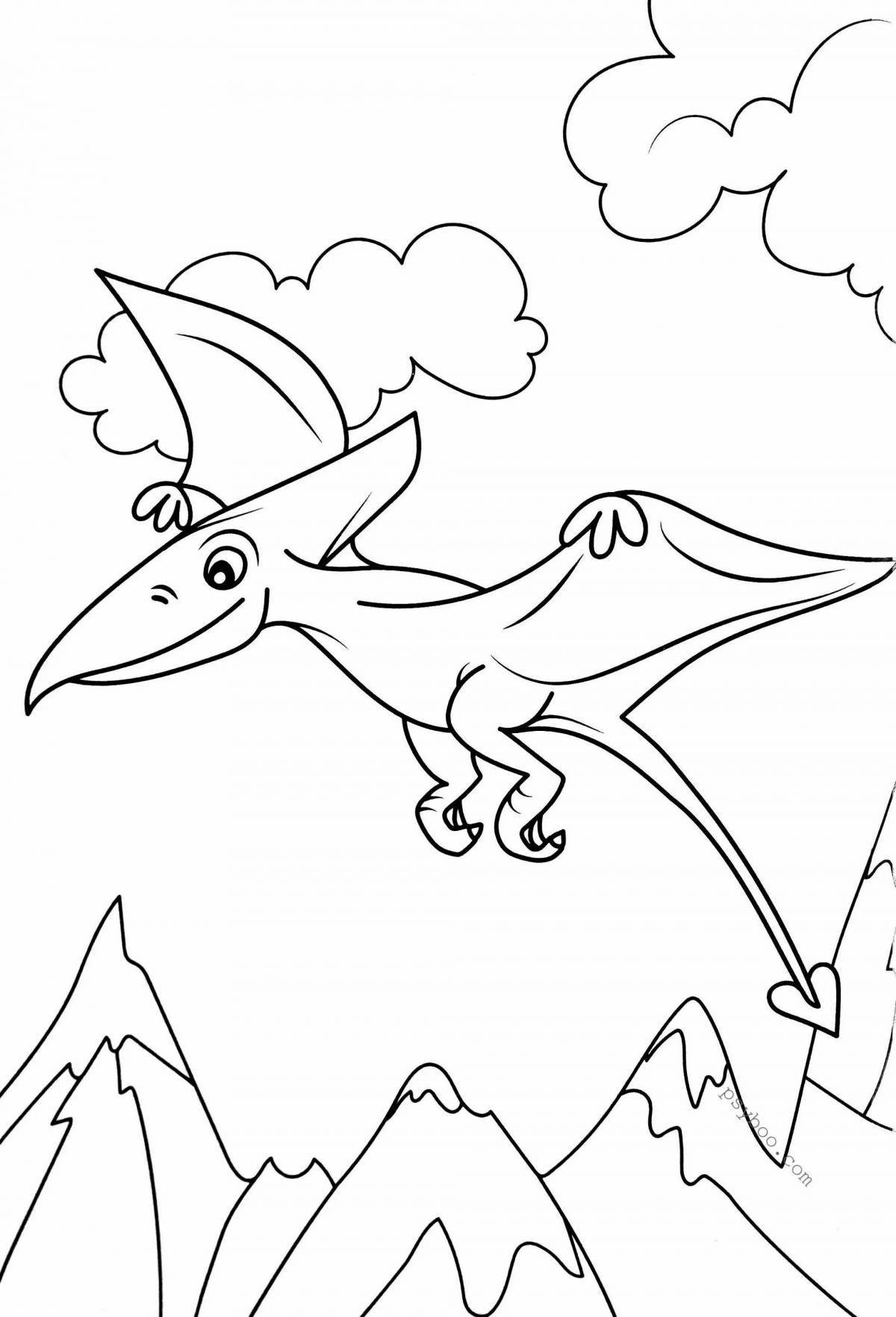 Colorful pterodactyl coloring book for kids