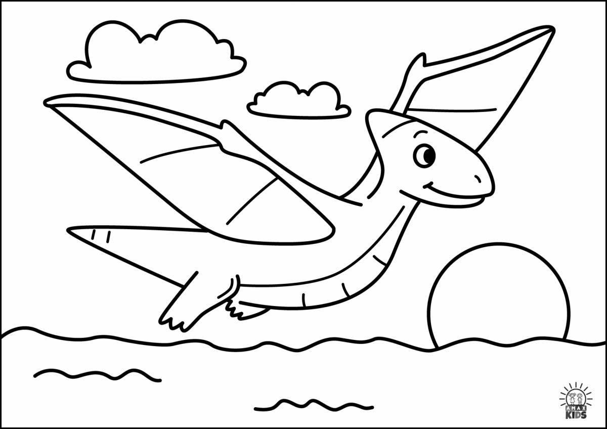 A fun coloring book for kids with a pterodactyl