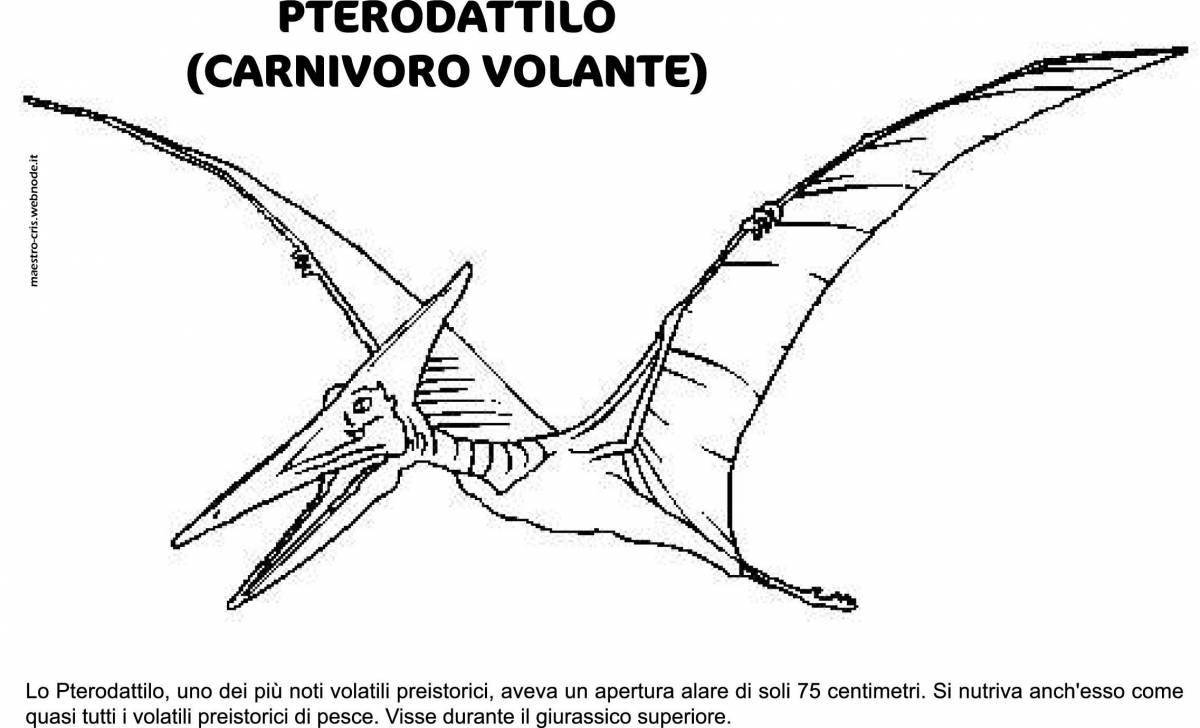 Playful pterodactyl coloring page for kids