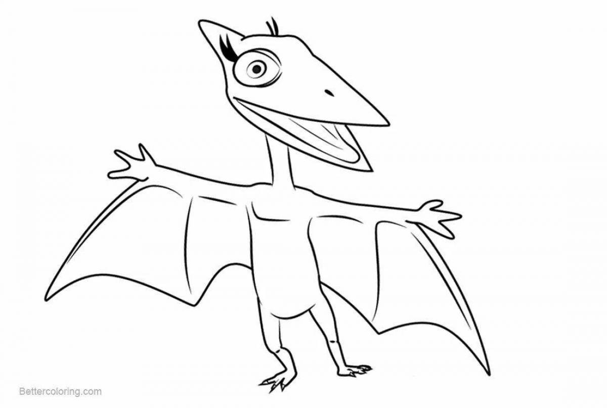 Colorful pterodactyl coloring page for kids