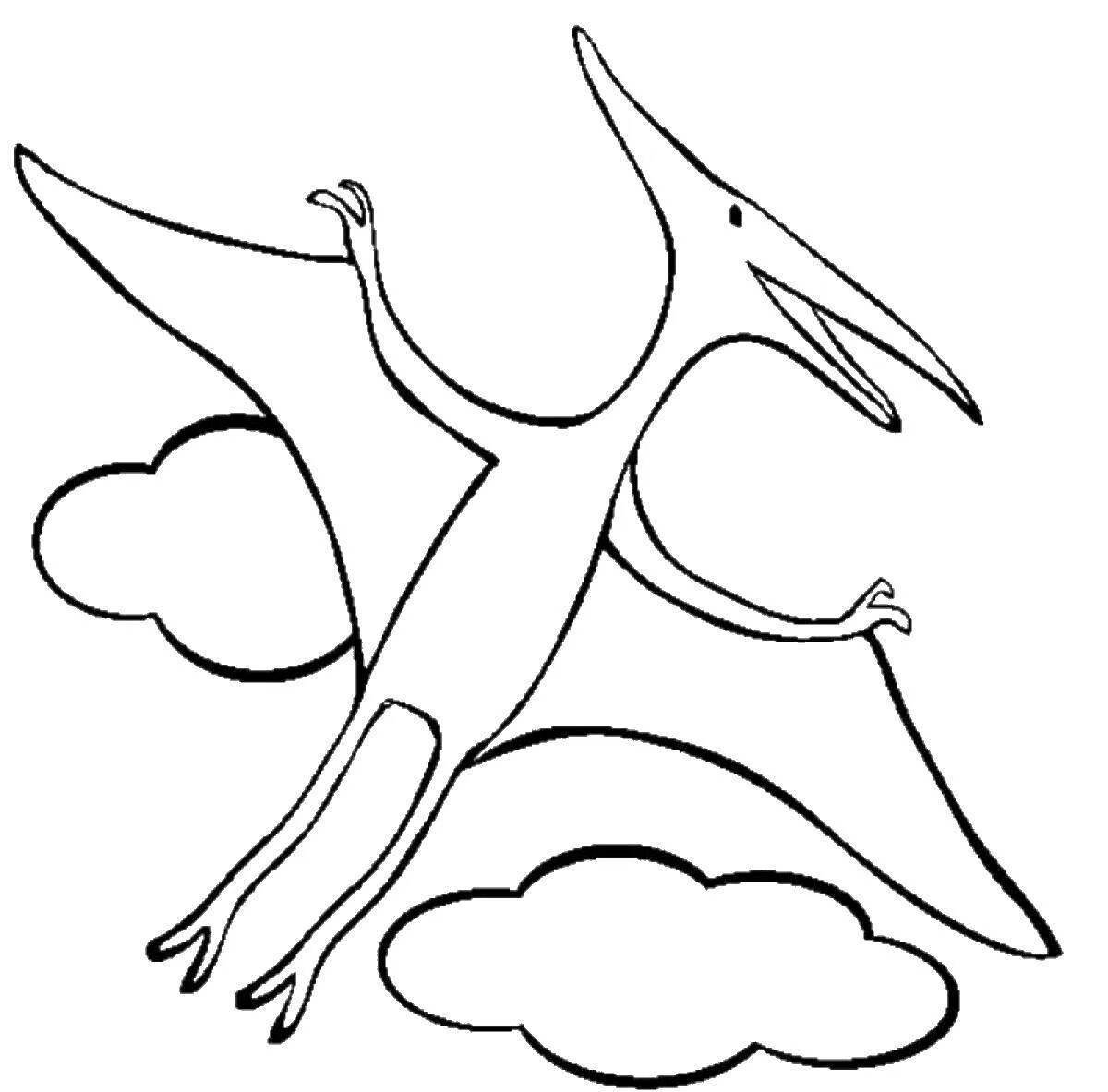 Colored glowing pterodactyl coloring book for kids