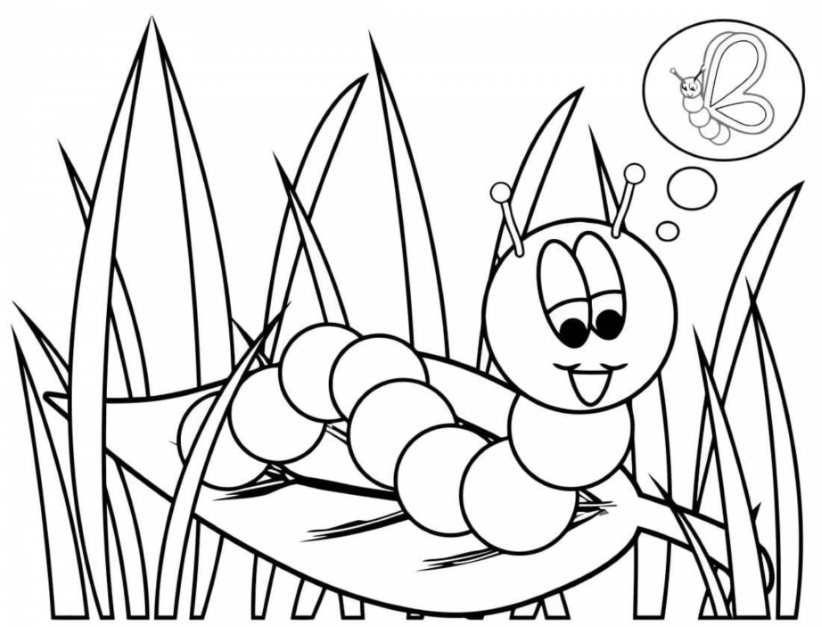 Cute caterpillar coloring book for students