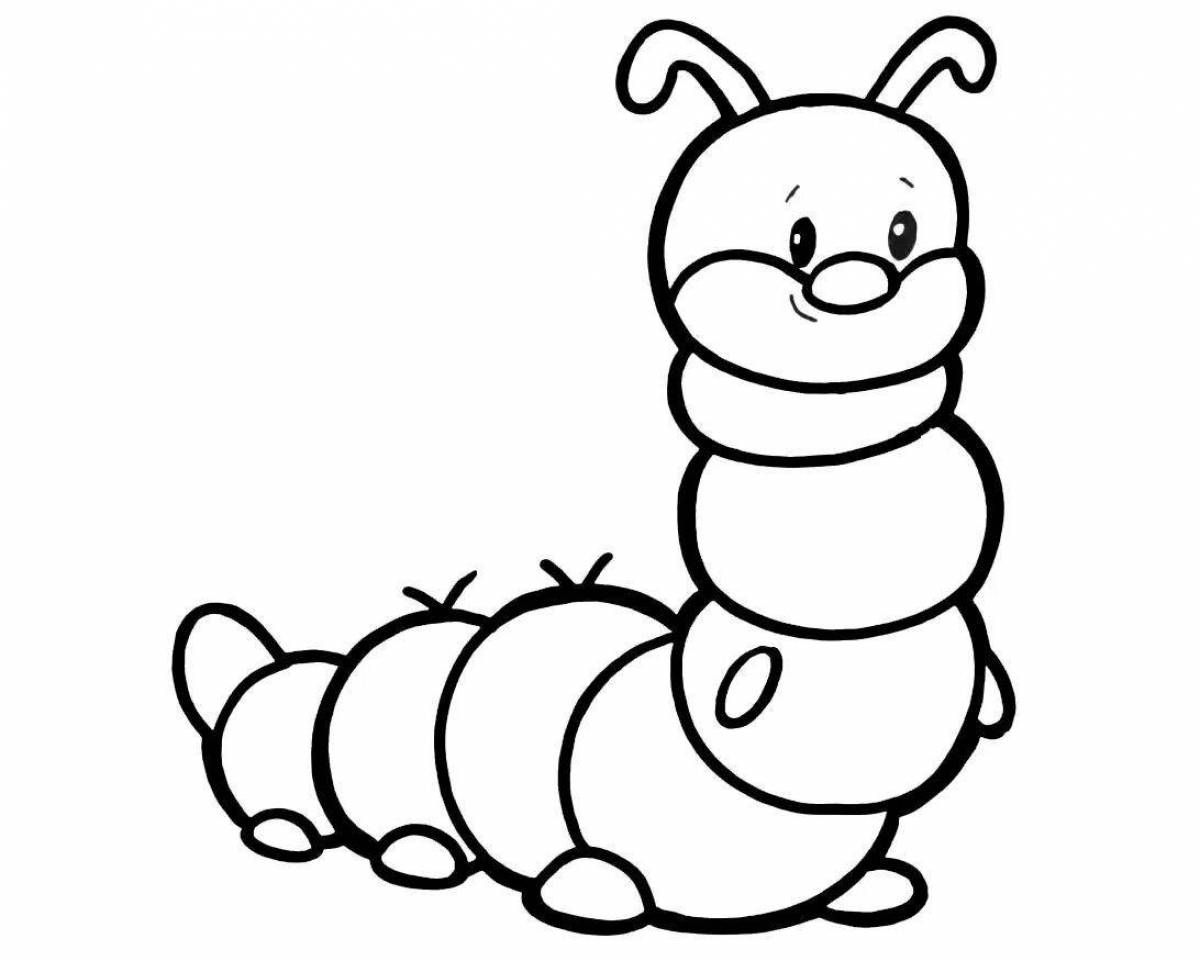 Amazing caterpillar coloring page for schoolchildren