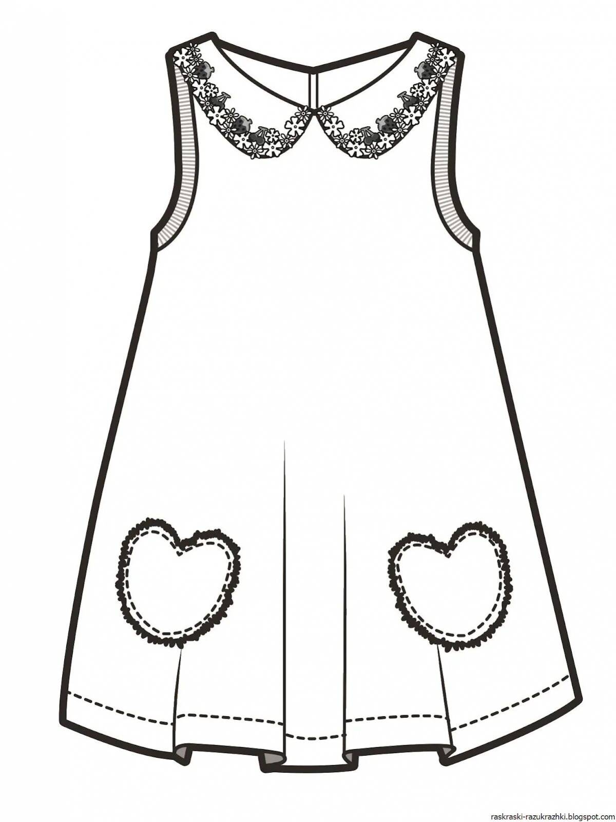 Coloring page cute baby sundresses