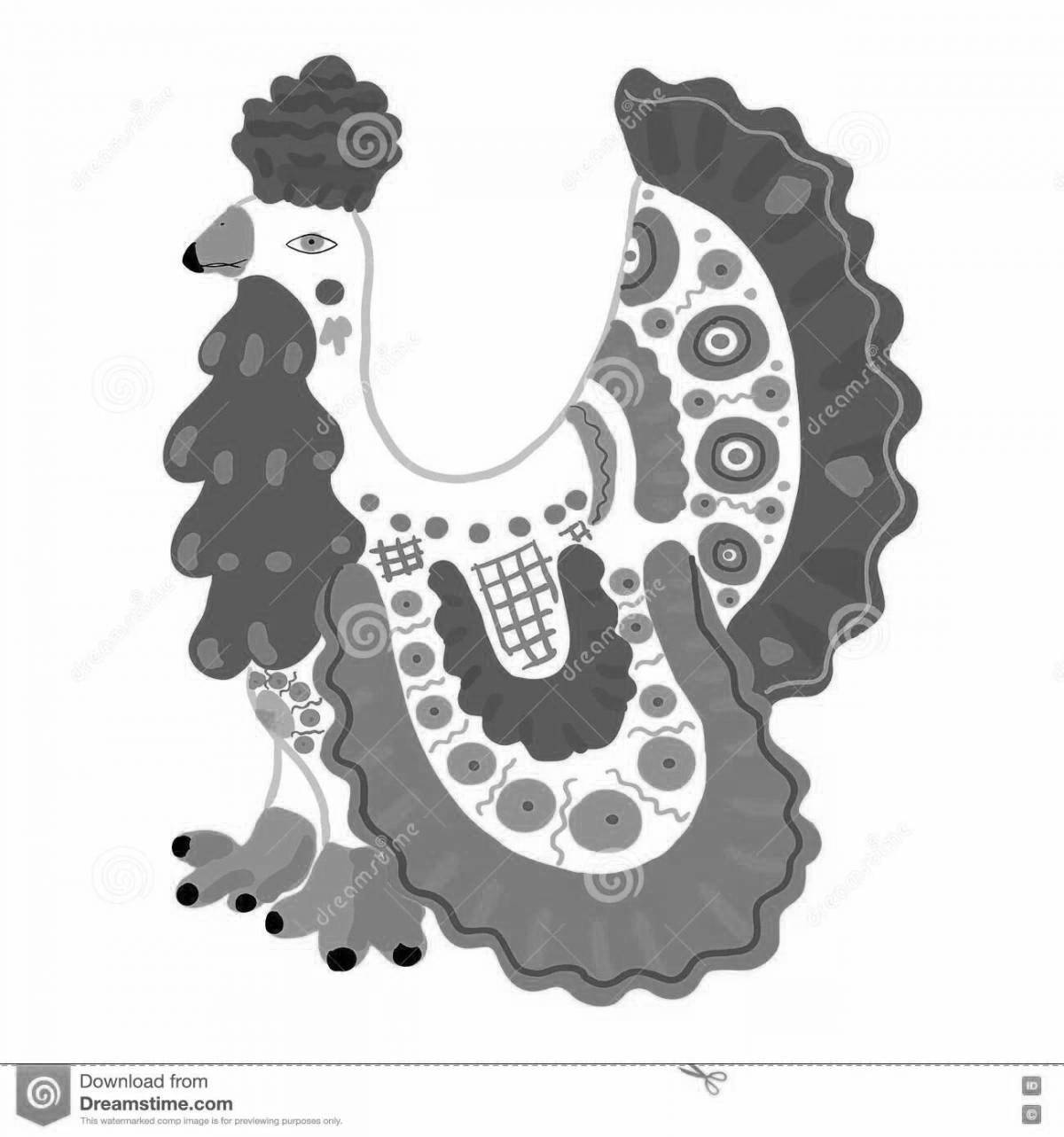 Яркая индейка дымковская роспись