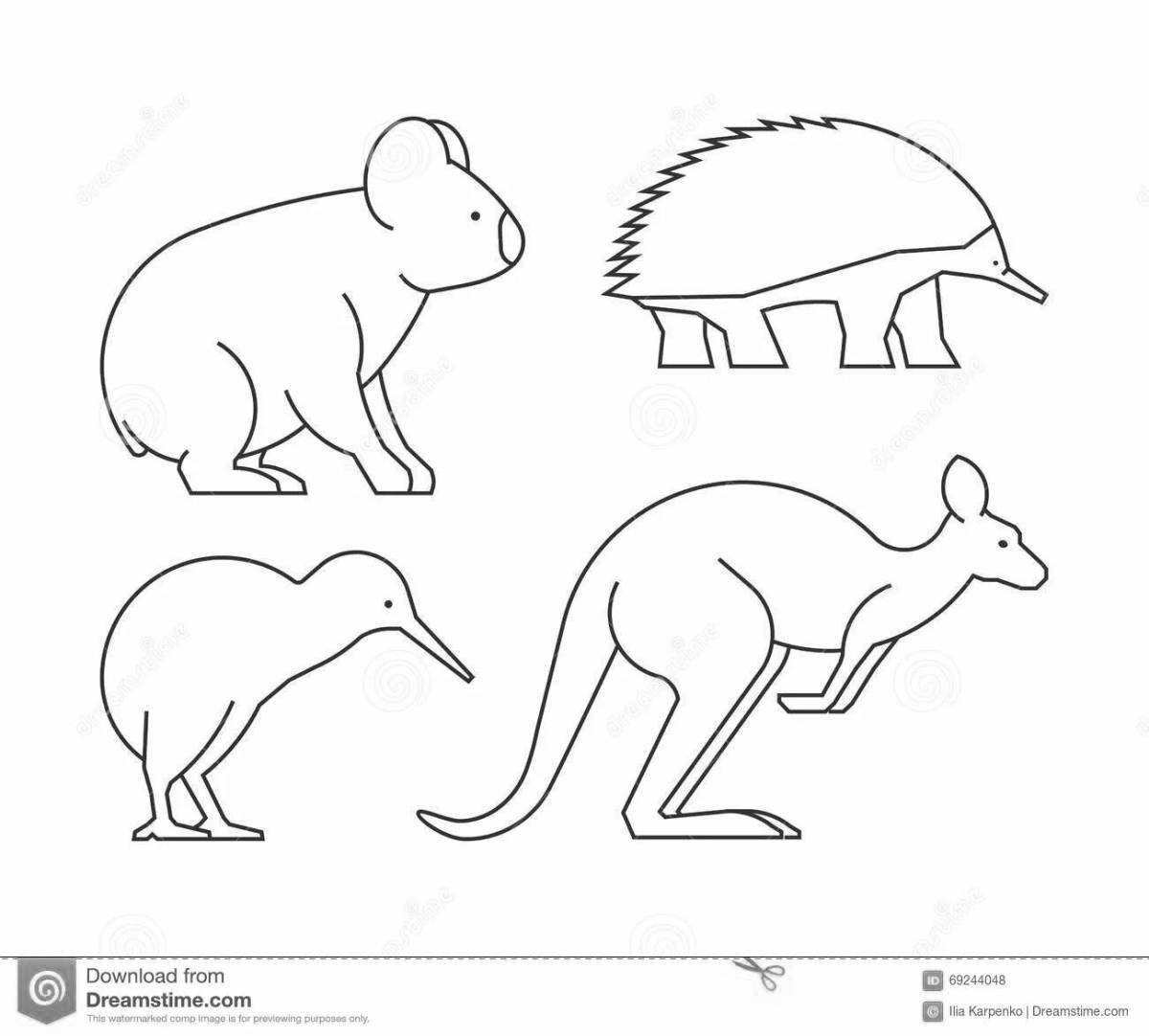 Волшебная австралийская раскраска животных для дошкольников