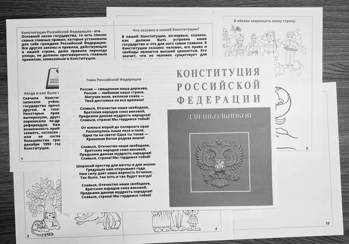A fun coloring page for the Russian constitution for students