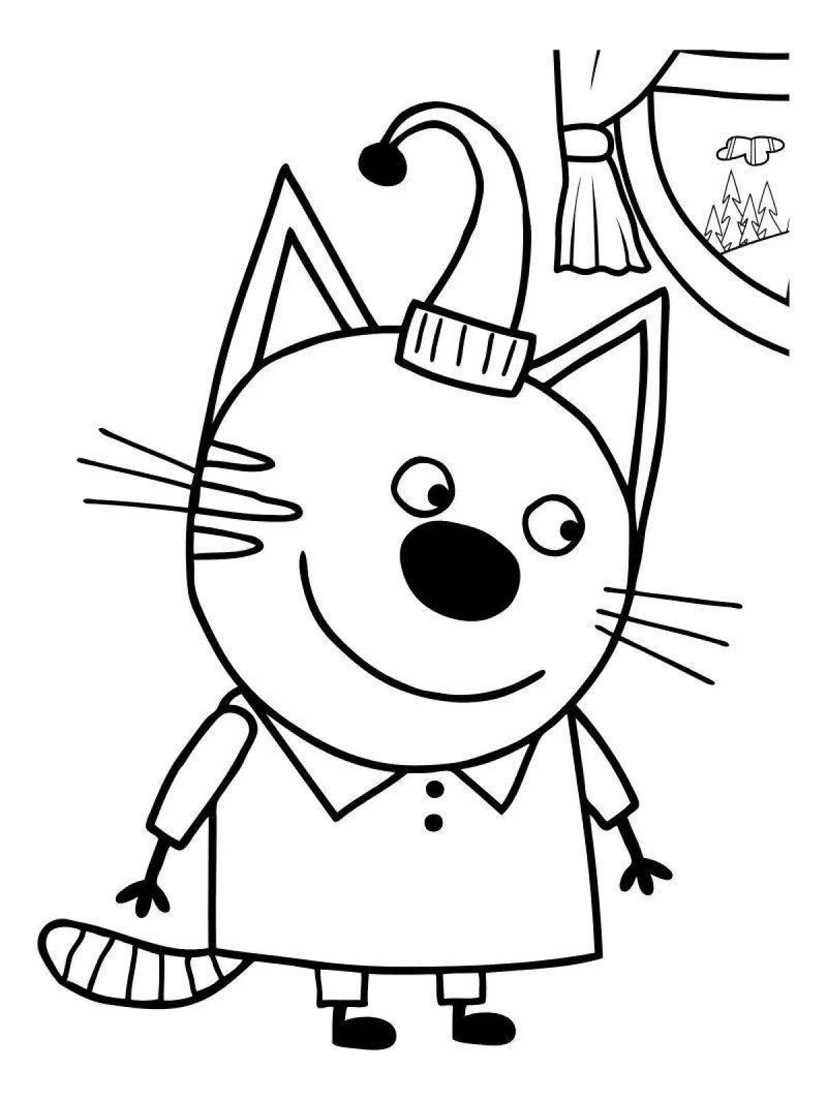 Fun coloring 3 cats for kids